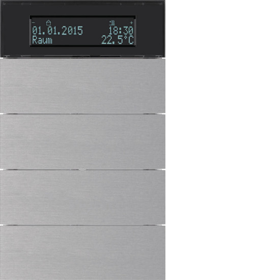 Berker 75664594 Tastsensor 4fach mit Temperaturregler und Display B.IQ Alu