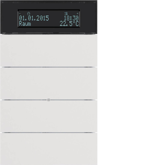 Berker 75664599 Tastsensor 4fach mit Temperaturregler und Display B.IQ polarweiß. matt