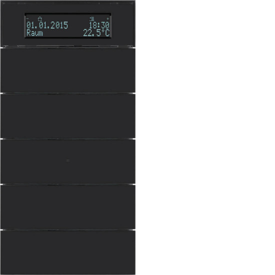 Berker 75665592 Tastsensor 5fach mit Temperaturregler und Display B.IQ Glas. schwarz