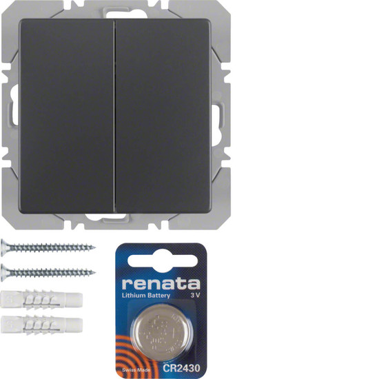 Berker 85656226 KNX-Funk Wandsender 2fach flach quicklink Q.x anthrazit. samt
