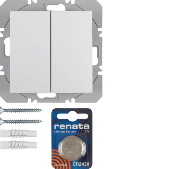 Berker 85656289 KNX-Funk Wandsender 2fach flach quicklink S.1/B.3/B.7 polarweiß. glänzend