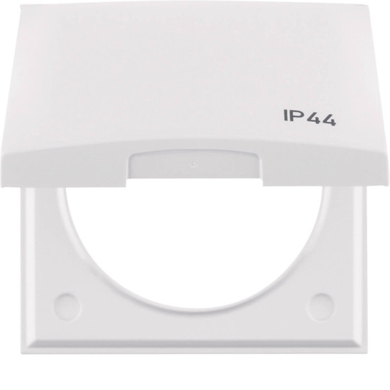 Berker 918282599 Rahmen mit Klappdeckel und Aufdruck IP44. Integro Flow. polarweiß gl.
