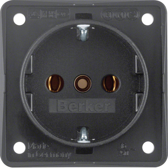 Berker 941852505 Steckdose Schuko. mit Schraubklemmen. Integro Modul-Einsätze. anthrazit m.
