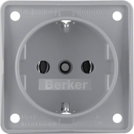 Berker 941852506 Steckdose Schuko. mit Schraubklemmen. Integro Modul-Einsätze. grau matt