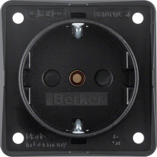 Berker 9419505 Steckdose Schuko. erh. Ber.schutz. Schraubkl.. Integro Modul-Einsätze. schw. m.