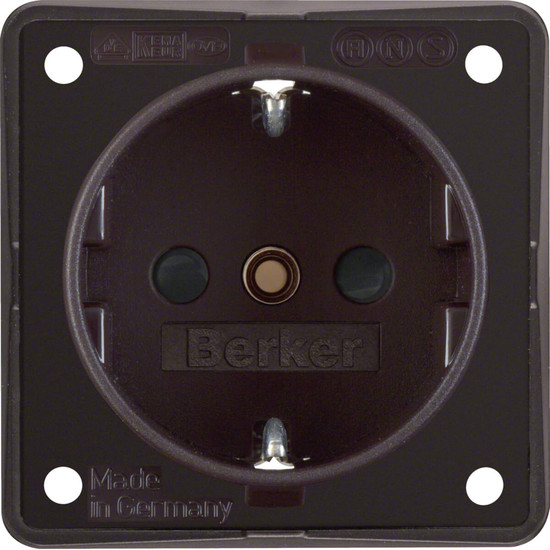 Berker 941952501 Steckdose Schuko. erh. Ber.schutz. Schraubkl.. Integro Modul-Einsätze. braun m.