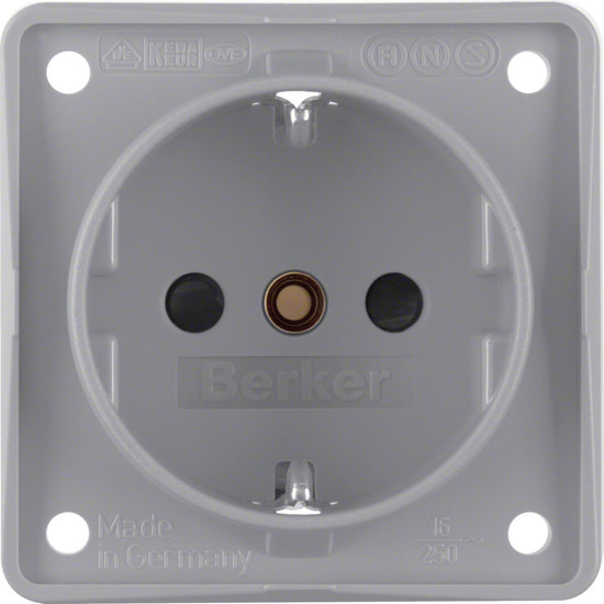 Berker 941952506 Steckdose Schuko. erh. Ber.schutz. Schraubkl.. Integro Modul-Einsätze. grau m.