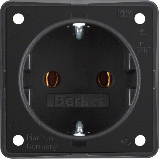 Berker 947782503 Steckdose Schuko. mit Steckklemmen. Integro Modul-Einsätze. schwarz matt