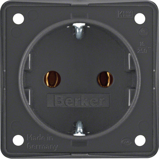 Berker 947782505 Steckdose Schuko. mit Steckklemmen. Integro Modul-Einsätze. anthrazit m.