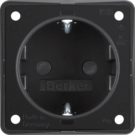 Berker 947792503 Steckdose Schuko. erh. Ber.schutz. Steckkl.. Integro Modul-Einsätze. schw. m.