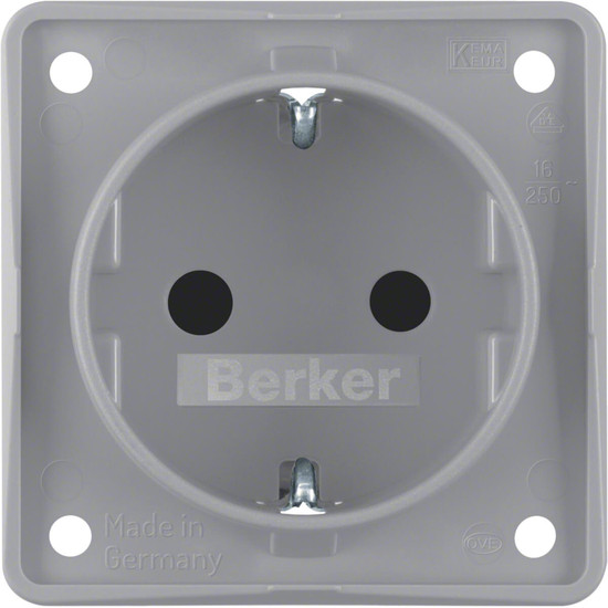 Berker 947792506 Steckdose Schuko. erh. Ber.schutz. Steckkl.. Integro Modul-Einsätze. grau m.