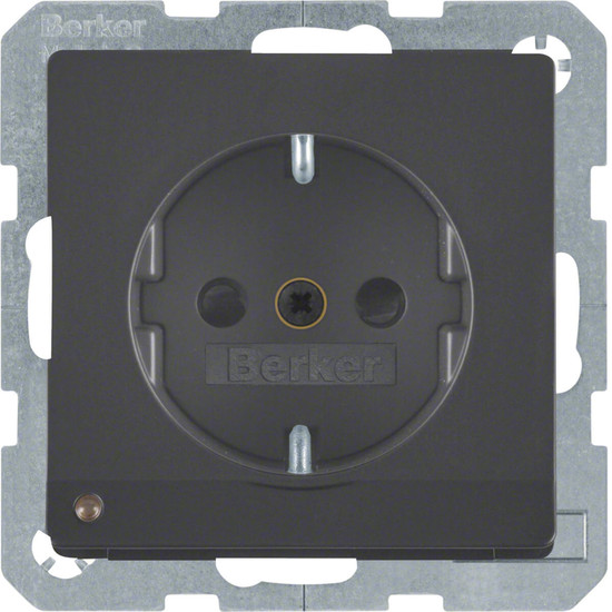 Berker MAN0204423 Steckdose Schuko mit LED-Orientierungslicht u. erh .BS Q.x tiefschwarz matt