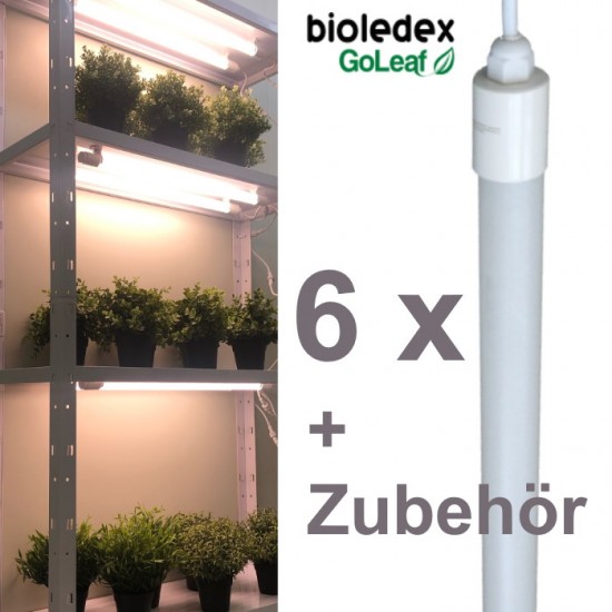 Bioledex GoLeaf LED Pflanzenleuchte TIP65 Komplettset für Regale mit 3 Ebenen