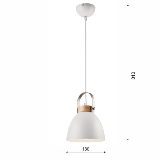 Bioledex Retro Pendelleuchte 18cm E27 weiß Metall, Holz