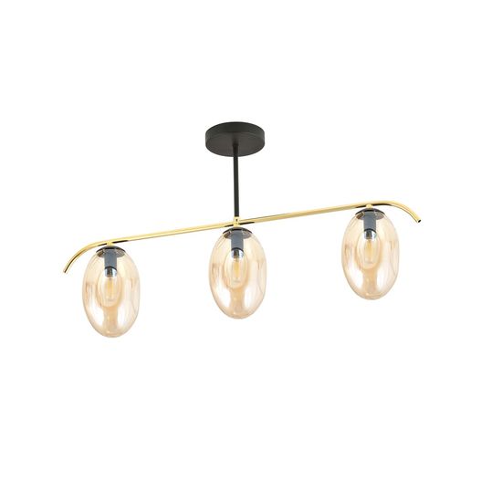 Bioledex Linkora Deckenleuchte 3-fach E14 schwarz/gold amber 73,5x40x12cm Made in Europe