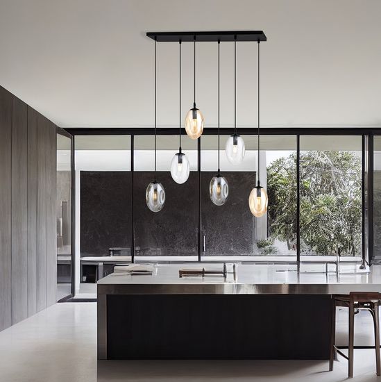 Bioledex Piterra Pendelleuchte 6-fach E14 schwarz 70x100x22cm Made in Europe