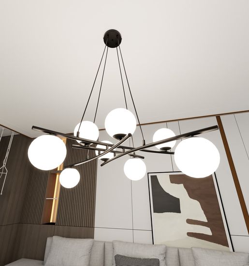 Bioledex Klaksor Pendelleuchte 8-fach E14 schwarz opal 100x100x100cm Made in Europe