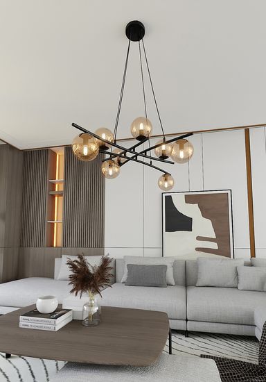 Bioledex Klaksor Pendelleuchte 8-fach E14 schwarz amber 100x100x100cm Made in Europe