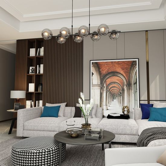 Bioledex Vibaron Pendelleuchte 8-fach E14 schwarz anthrazit 115x110x29cm Made in Europe