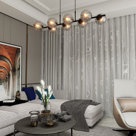 Bioledex Vibaron Pendelleuchte 8-fach E14 schwarz anthrazit 115x110x29cm Made in Europe