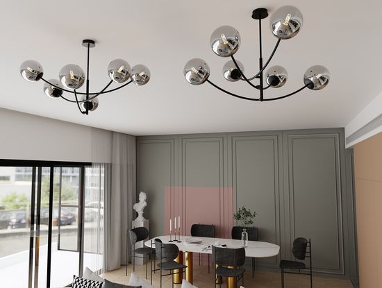 Bioledex Dramnir Deckenleuchte 6-fach E14 schwarz anthrazit 89x63x89cm Made in Europe