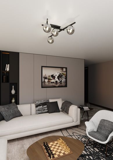 Bioledex Luleris Deckenleuchte 4-fach E14 schwarz anthrazit 63x25x50cm Made in Europe