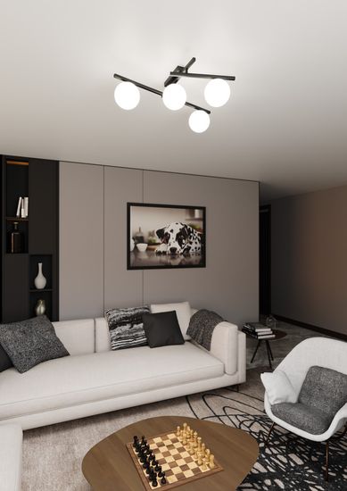 Bioledex Luleris Deckenleuchte 4-fach E14 schwarz opal 63x25x50cm Made in Europe