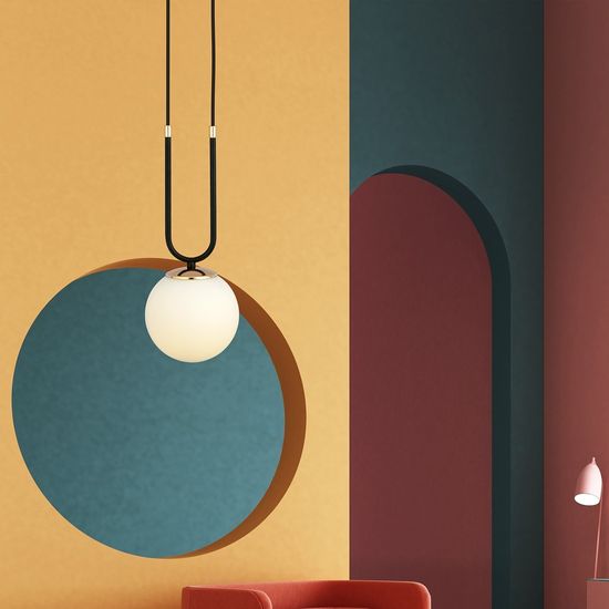 Bioledex Tonsern Pendelleuchte E14 schwarz/gold opal 15x115x15cm Made in Europe