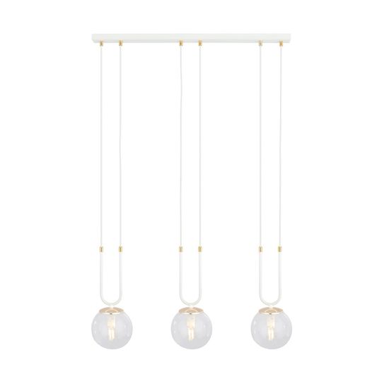 Bioledex Tonsern Pendelleuchte 3-fach E14 weiß/gold klar 70x115x15cm Made in Europe