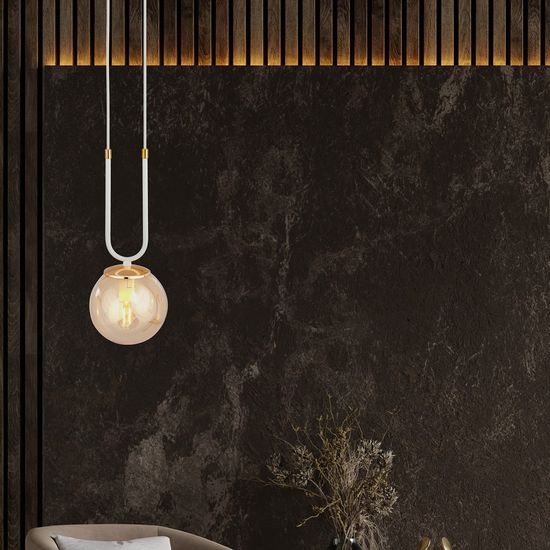 Bioledex Tonsern Pendelleuchte E14 weiß/gold amber 15x115x15cm Made in Europe