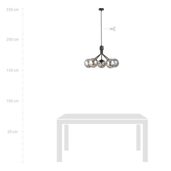 Bioledex Kristorad Pendelleuchte 5-fach E14 schwarz anthrazit 57x100x46cm Made in Europe