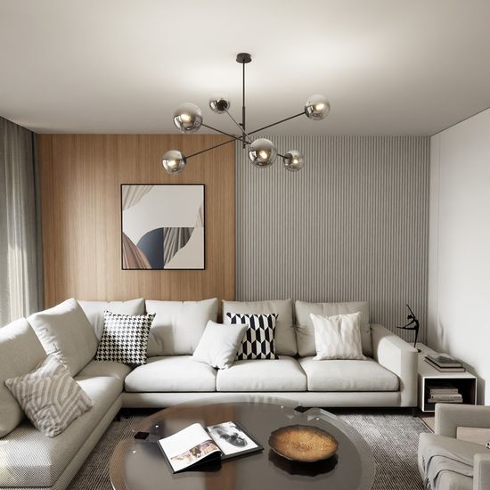 Bioledex Norrika Deckenleuchte 6-fach E14 schwarz anthrazit 102x51x102cm Made in Europe