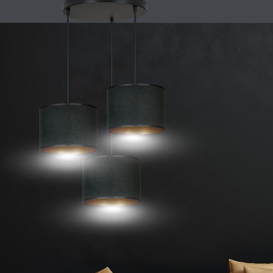 Bioledex Lyngar Pendelleuchte 3-fach E27 schwarz 42x100x50cm Made in Europe