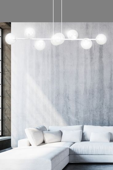 Bioledex Reythar Pendelleuchte 8-fach E14 weiß anthrazit 130x100x30cm Made in Europe