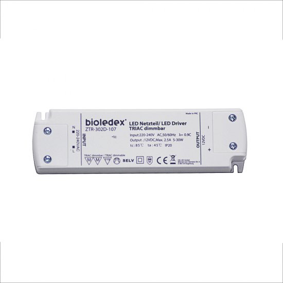 Bioledex 5-30W 12V DC LED Netzteil dimmbar TRIAC, 230VAC zu 12VDC Trafo