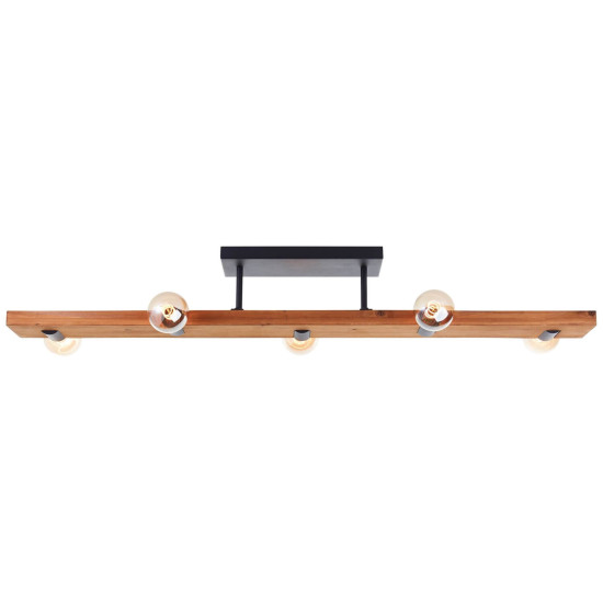 Brilliant Mertes Deckenleuchte 5-fach E27 Schwarz Holz 80115/76