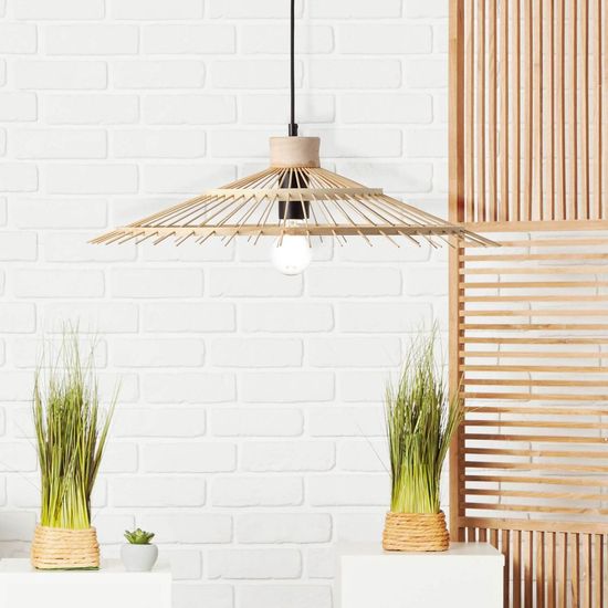Brilliant Pirae Pendelleuchte, 1-flammig E27 Schwarz Natur 99248/76