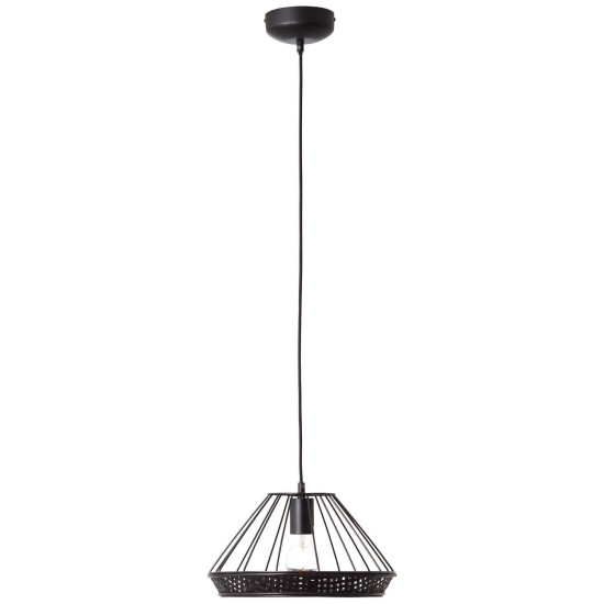 Brilliant Tory Pendelleuchte, 1-flammig E27 Schwarz Matt Rattan 99264/06