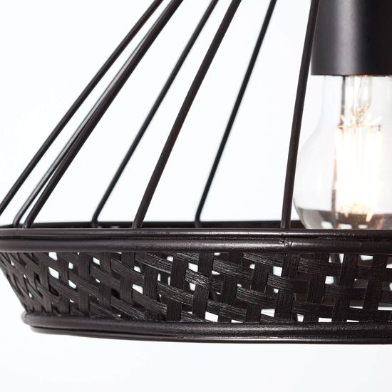Brilliant Tory Pendelleuchte, 1-flammig E27 Schwarz Matt Rattan 99264/06