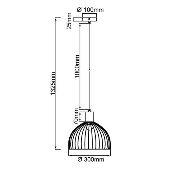 Brilliant Blacky Pendelleuchte 30cm E27 Schwarz Matt 99391/06