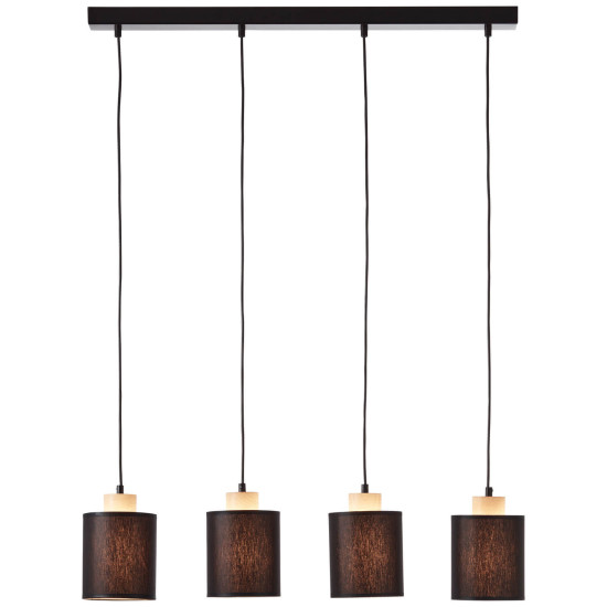 Brilliant Vonnie Pendelleuchte, 4-flammig E27 Schwarz Holz Made in Europe, FSC 99413/76