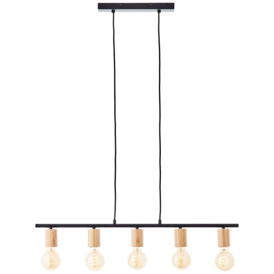Brilliant Kerry Pendelleuchte, 5-flammig E27 Schwarz Natur 99713/76
