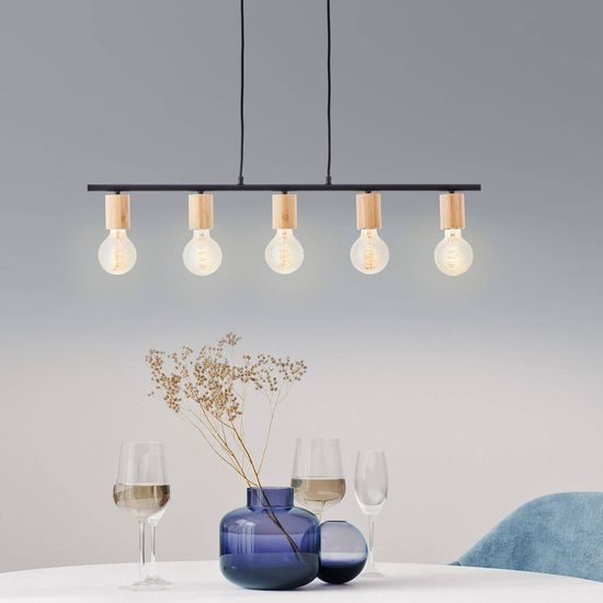 Brilliant Kerry Pendelleuchte, 5-flammig E27 Schwarz Natur 99713/76