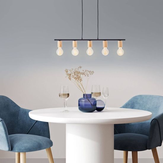 Brilliant Kerry Pendelleuchte, 5-flammig E27 Schwarz Natur 99713/76