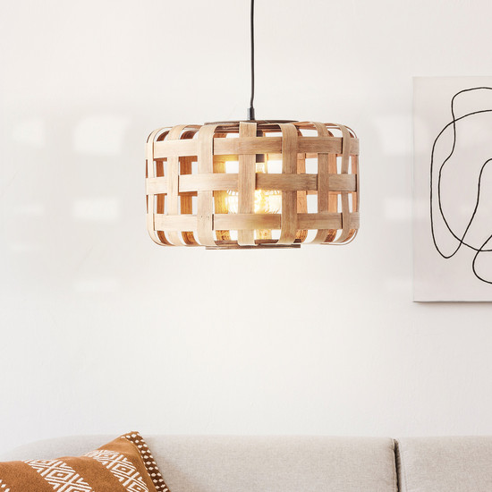 Brilliant Woodline Pendelleuchte, 1-flammig E27 Natur Schwarz FSC 99808/09