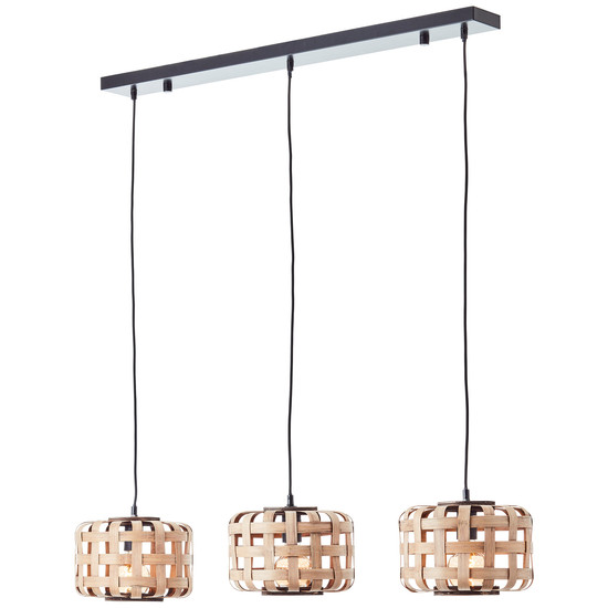 Brilliant Woodline Pendelleuchte, 3-flammig E27 Natur Schwarz FSC 99810/09