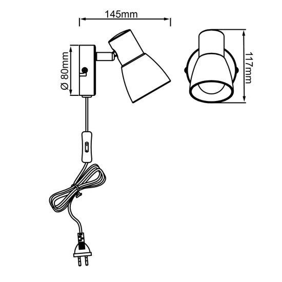 Brilliant Janna LED Wandspot mit Zuleitung und Schalter E14 40W/4W Warmweiß Eisen Chrom Weiß G46112/77
