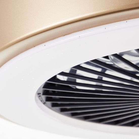 Brilliant Slimline LED Deckenleuchte 49cm mit Ventilator 40W Schwarz Gold Nachtlicht, Timer, Ventilator G60060/86