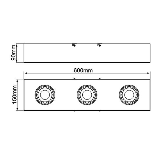 Brilliant Doro LED Deckenleuchte, 3-flammig GU10 4,5W/4,5W Warmweiß Sand Schwarz G99722/76