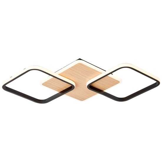 Brilliant Dennet LED Deckenleuchte 62x62cm, 2-flammig 40W Warmweiß Schwarz Holz Memory Funktion G99750/76
